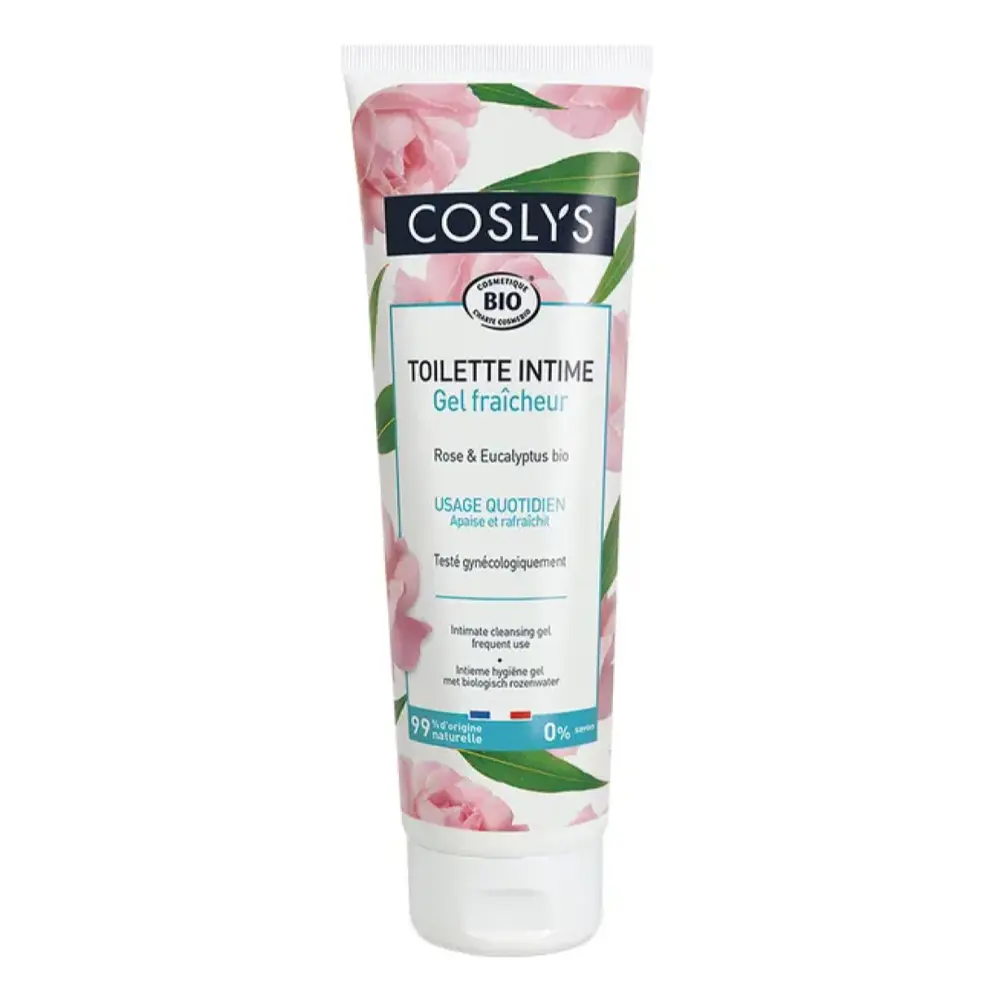 Dung Dịch Vệ Sinh Phụ Nữ Hương Hoa Hồng Hữu Cơ, Intimate Cleansing Gel Frequent Use, Rose & Eucalyptus Bio (250ml) - COSLYS