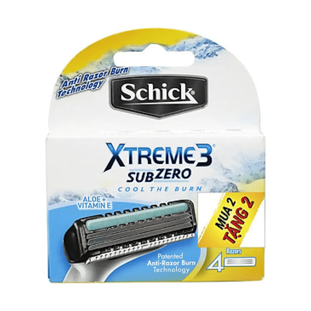 Lưỡi Dao Cạo Dành Cho Nam, Xtreme 3 SubZero, Cool The Burn, Blade Cartridge Refills, 2 Blades, 4 Cái - SCHICK