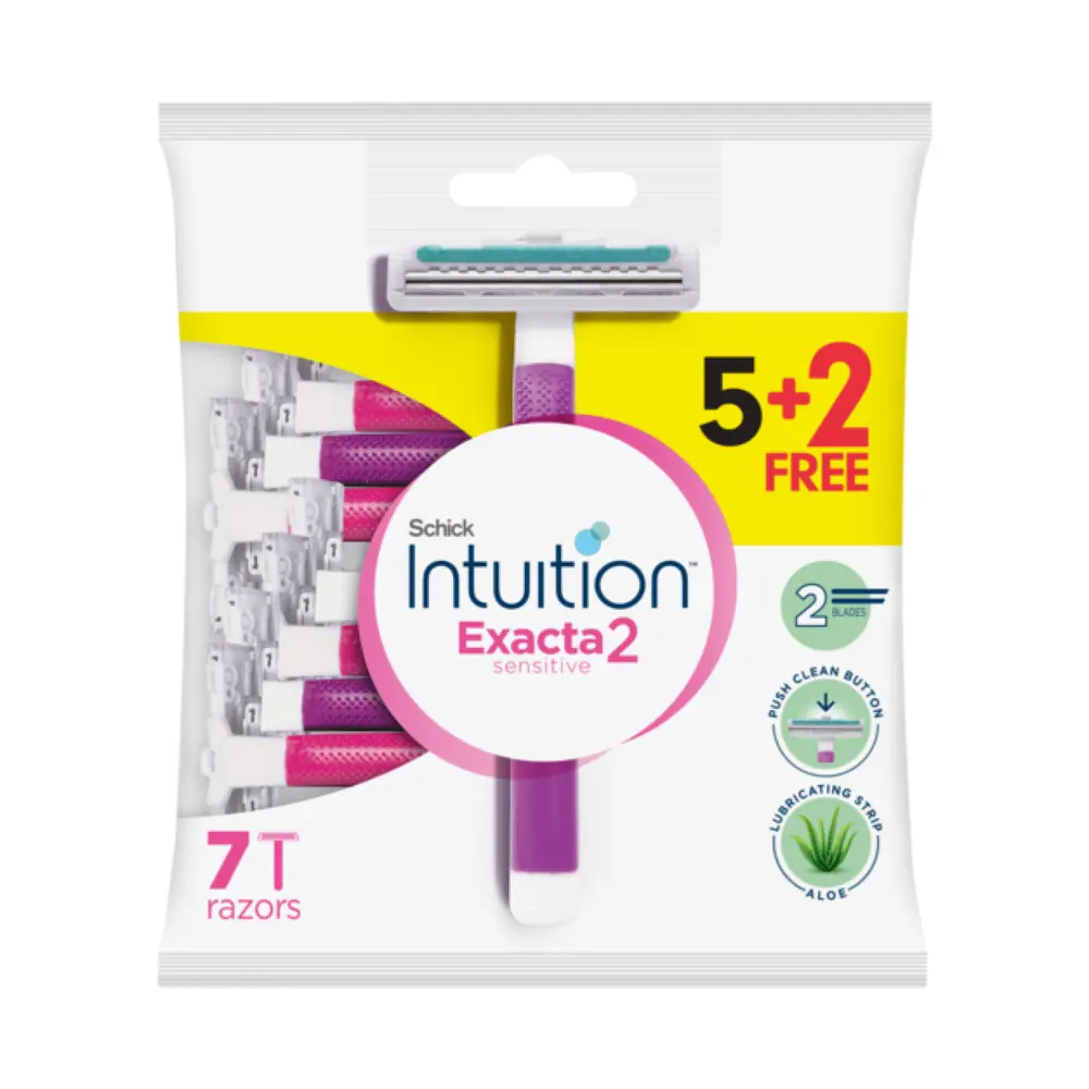 Dao Cạo Dành Cho Nữ, Intuition Exacta 2 Sensitive, Women`s Razor, 2 Blades, 7 Cái - SCHICK