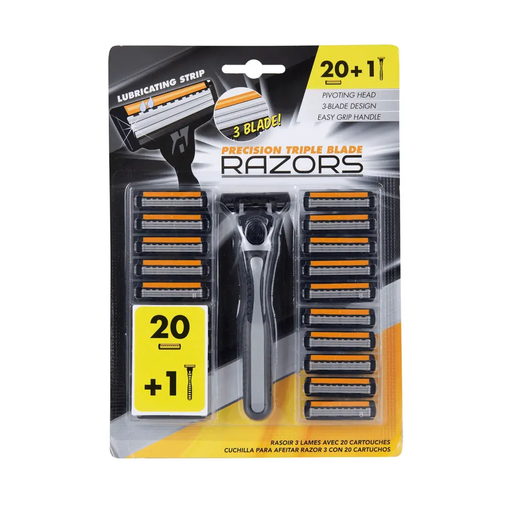 Dao Cạo Dành Cho Nam, Precision Triple Blade Razors, 1 Cái + 20 Lưỡi Dao - UNCLE BILLS