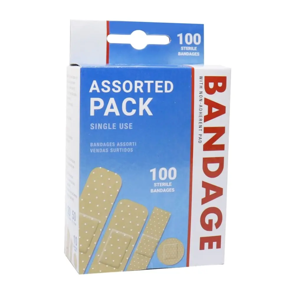 Băng Cá Nhân Nhiều Kích Cỡ, Bandages with Non-Adherent Pad, Assorted Pack, 100 Cái - UNCLE BILLS
