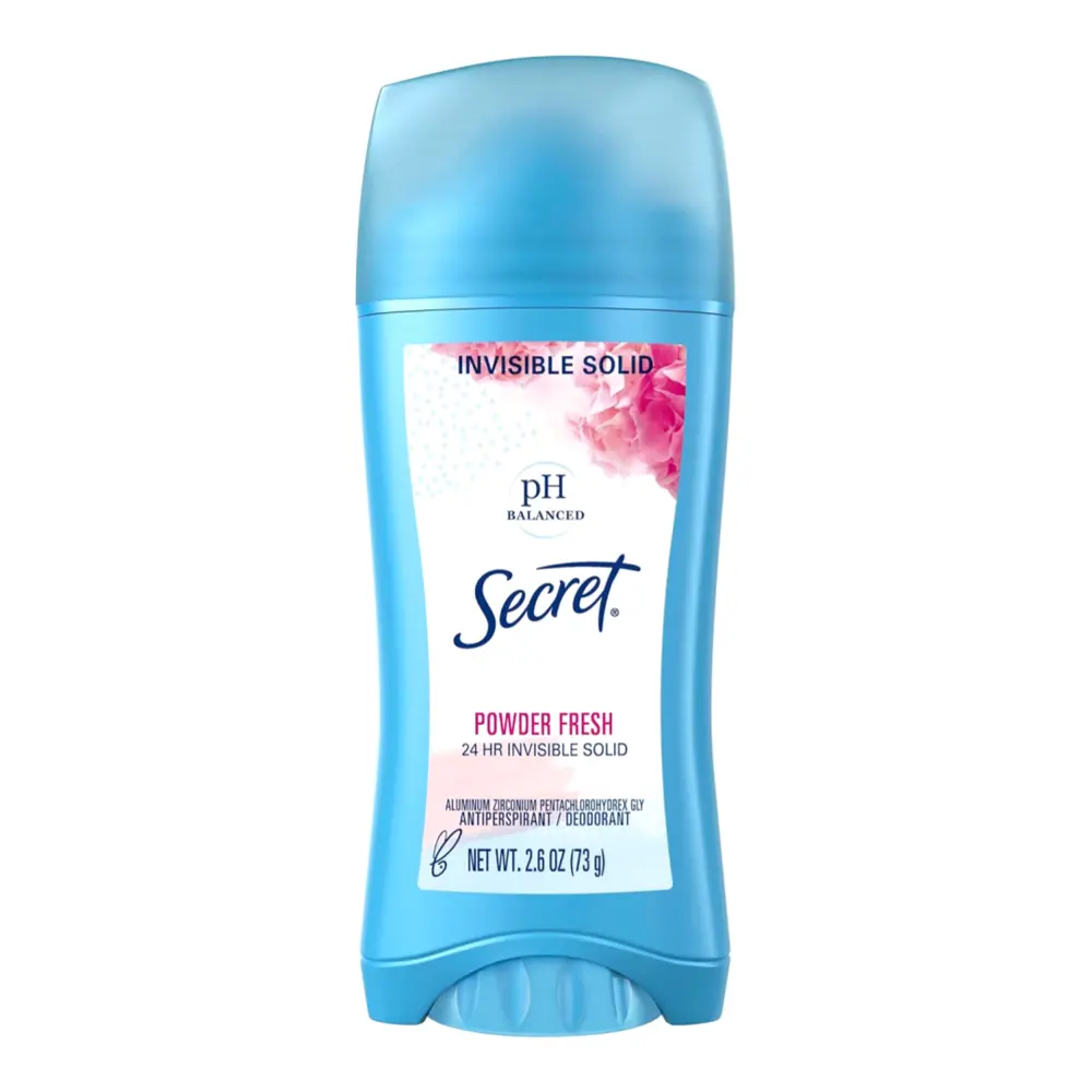 Sáp Khử Mùi Hương Phấn Thơm, 24 HR Invisible Solid Deodorant, Powder Fresh, 2.6 oz (73g) - SECRET