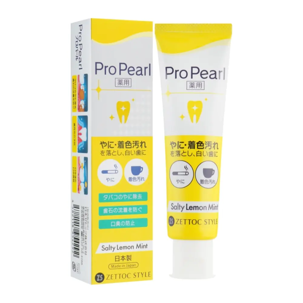 Kem Đánh Răng Bạc Hà Chanh Muối Cho Người Hút Thuốc Lá, Pro Pearl Toothpaste, Salty Lemon Mint (100g) - ZETTOC STYLE