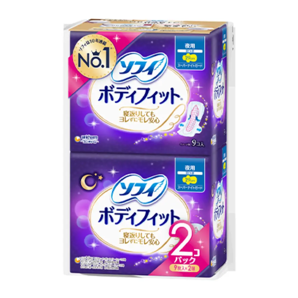 Băng Vệ Sinh Ban Đêm Có Cánh, Sanitary Pads, Night, 2 Gói, 18 Miếng (29cm) - UNICHARM