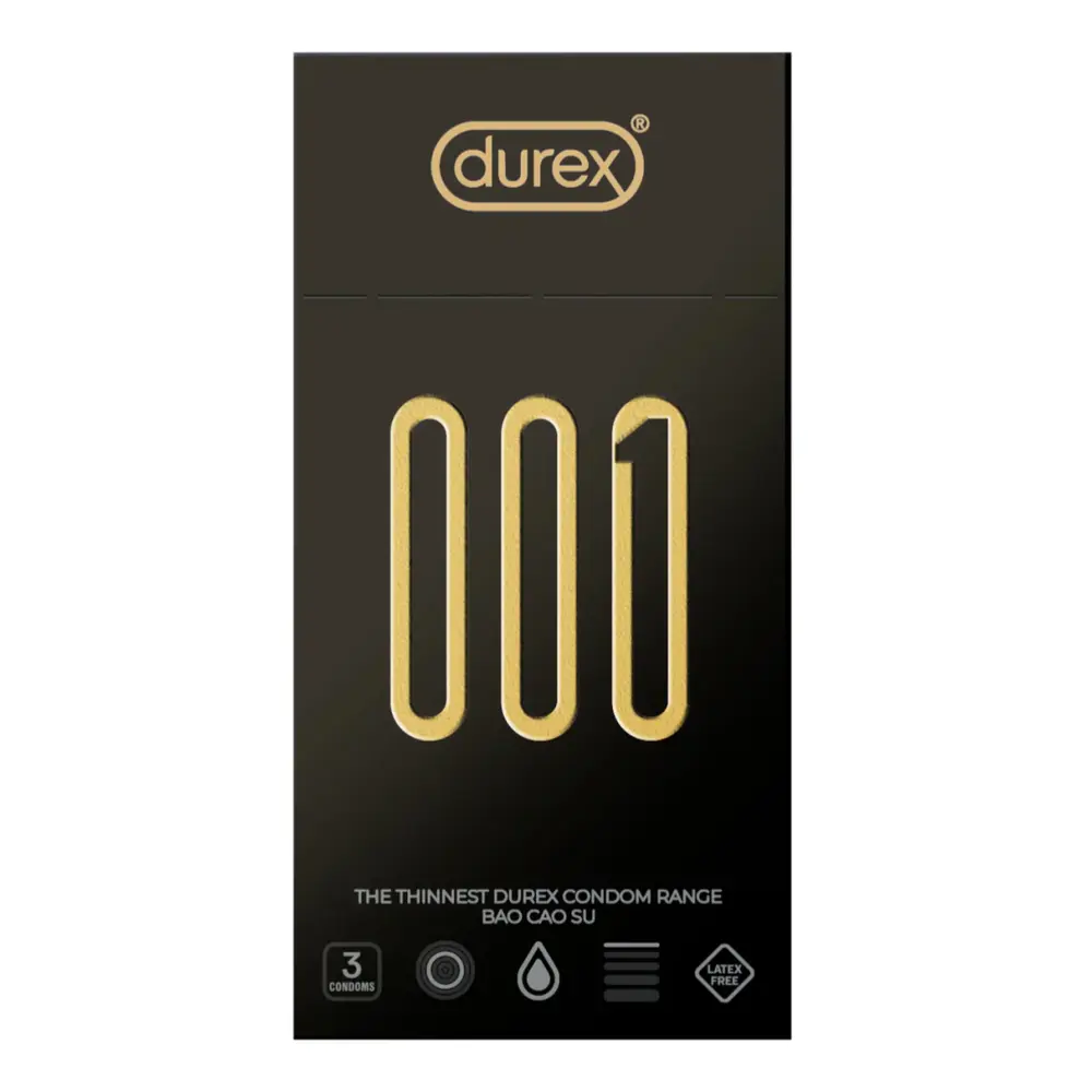 Bao Cao Su, 001, The Thinnest Durex Condom Range, 3 Cái - DUREX