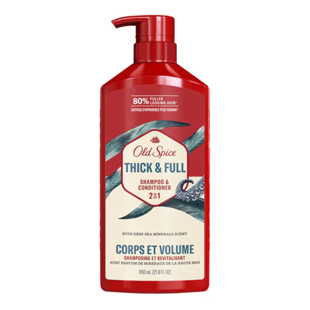 Dầu Gội & Xả Làm Dày Tóc, 2 in 1 Shampoo & Conditioner, Thick & Full with Deep Sea Minerals Scent, 21.9 fl oz (650ml) - OLD SPICE