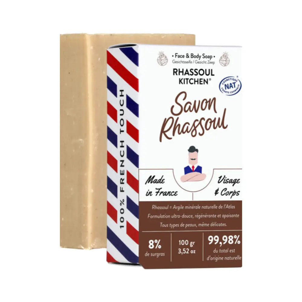 Xà Phòng Rửa Mặt & Cơ Thể Cho Nam, Savon Rhassoul, Face & Body Soap, 3.52 oz (100g) - MONSIEUR BARBIER