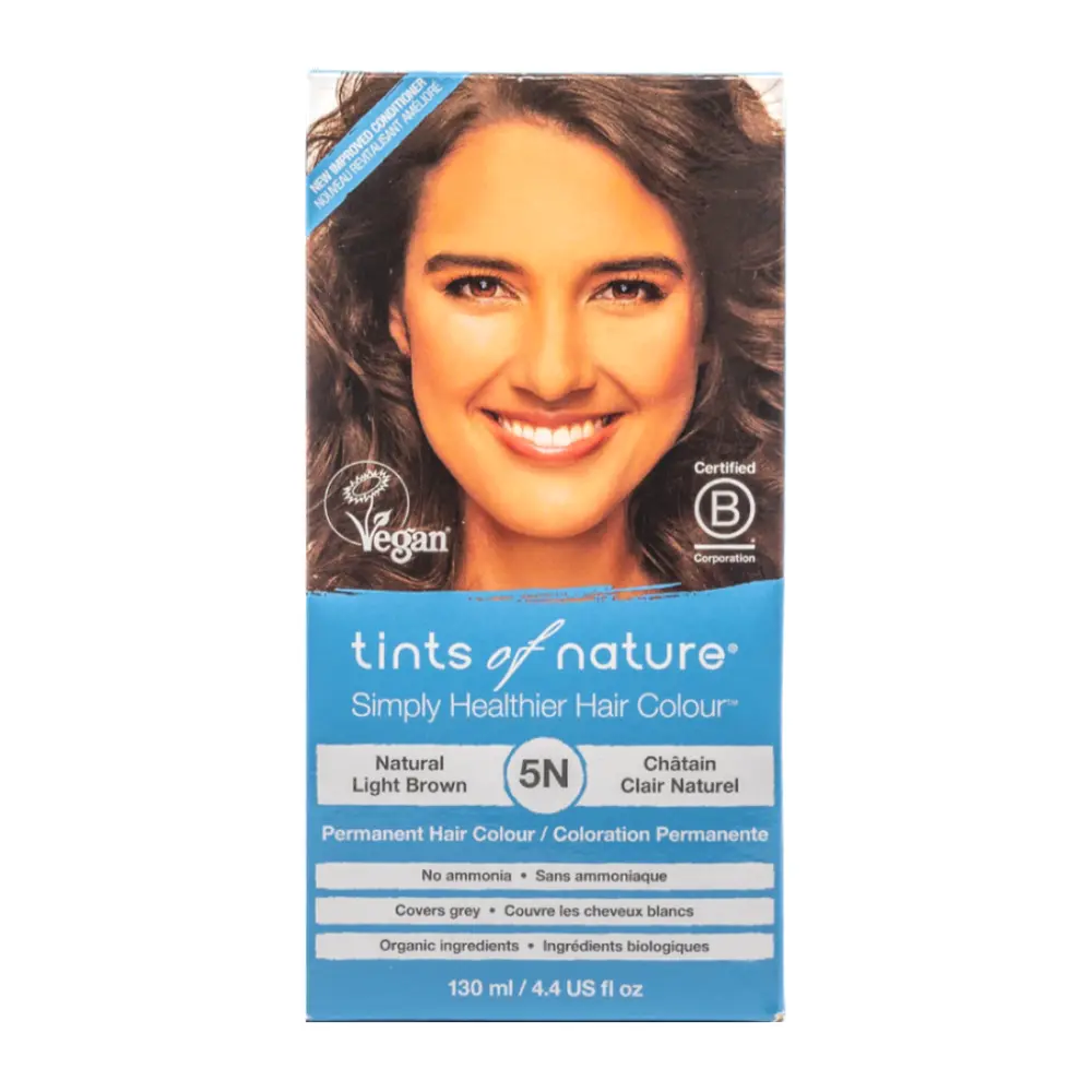 Thuốc Nhuộm Tóc Thiên Nhiên Màu Nâu Sáng, Simply Healthier Hair Colour, Natural Light Brown 5N, 4.4 fl oz (130ml) - TINTS OF NATURE