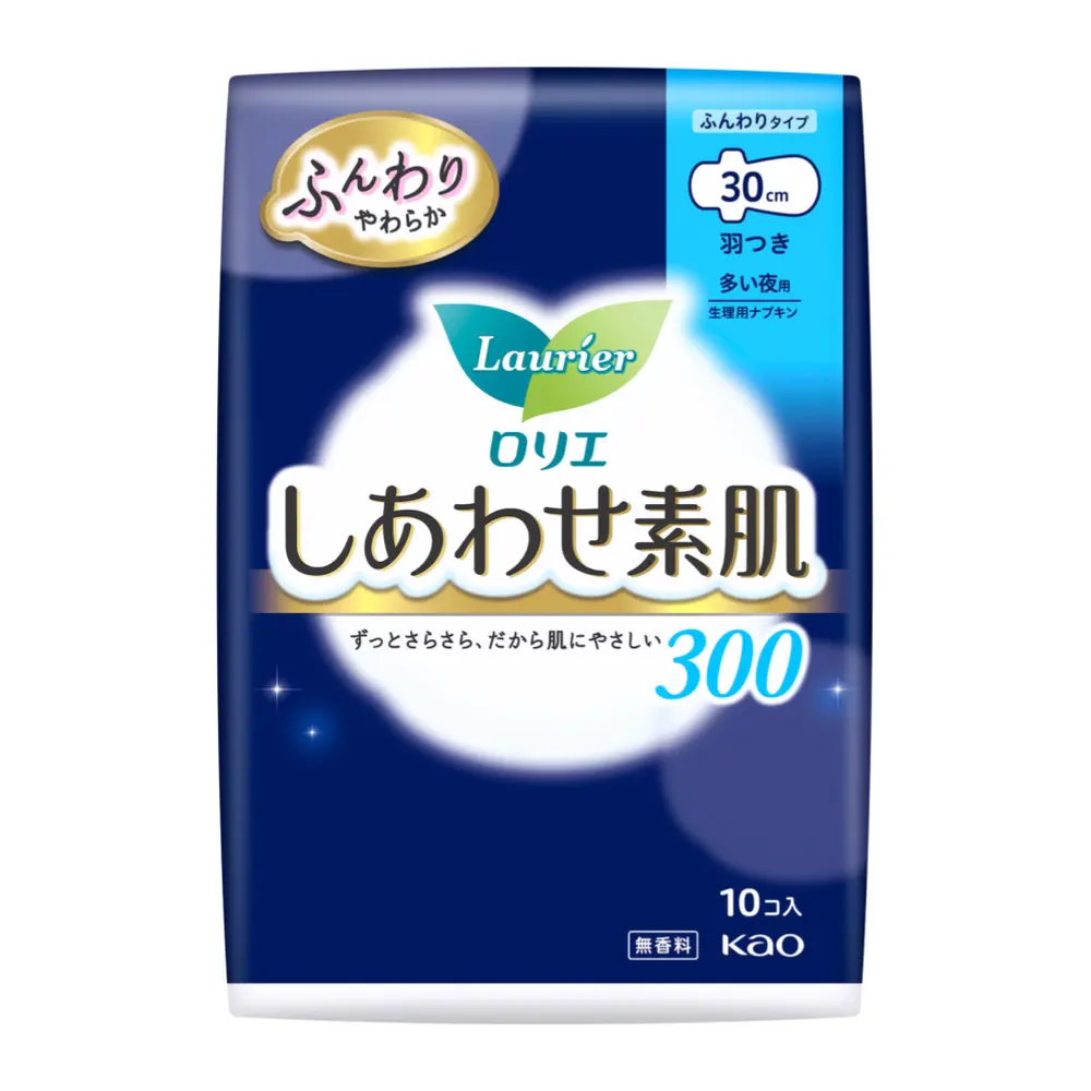 Băng Vệ Sinh Ban Đêm Có Cánh, Happy Skin Sanitary Pads, Heavy Night, 10 Miếng (30cm) - LAURIER