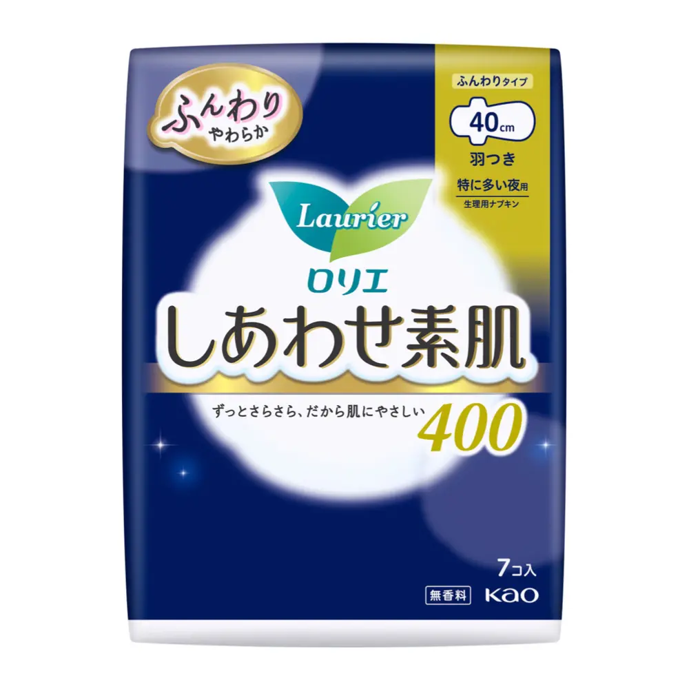 Băng Vệ Sinh Ban Đêm Có Cánh, Happy Skin Sanitary Pads, Extra Heavy Night, 7 Miếng (40cm) - LAURIER