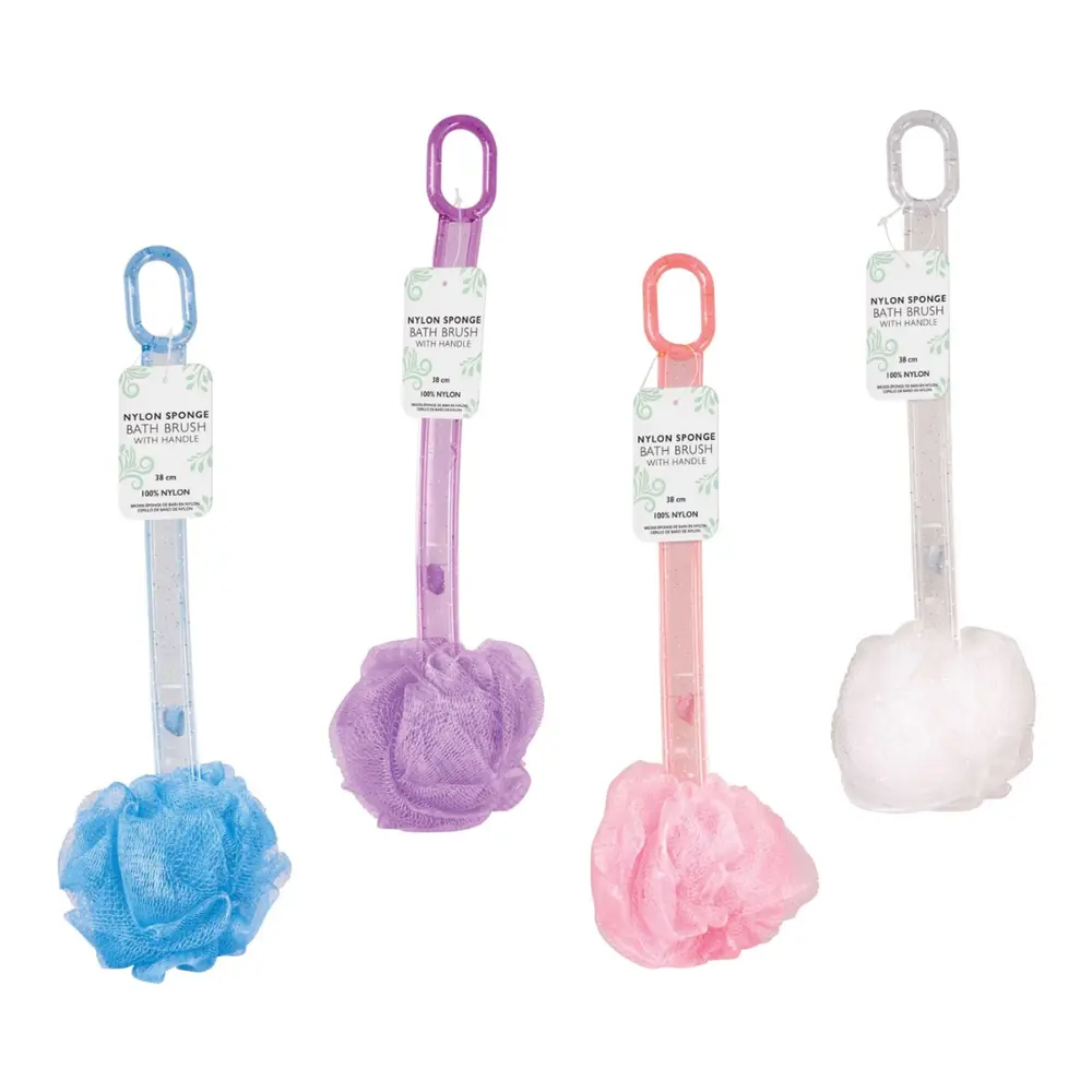 Bông Tắm Có Tay Cầm Dài (Nhiều Mẫu), Nylon Sponge Bath Brush with Handle (38cm) - UNCLE BILLS