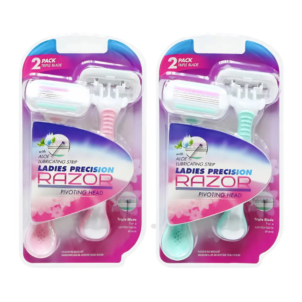 Dao Cạo 3 Lưỡi Cho Nữ, Ladies Precision Razor with Aloe Lubricating Strip, 2 Pack Triple Blade - UNCLE BILLS