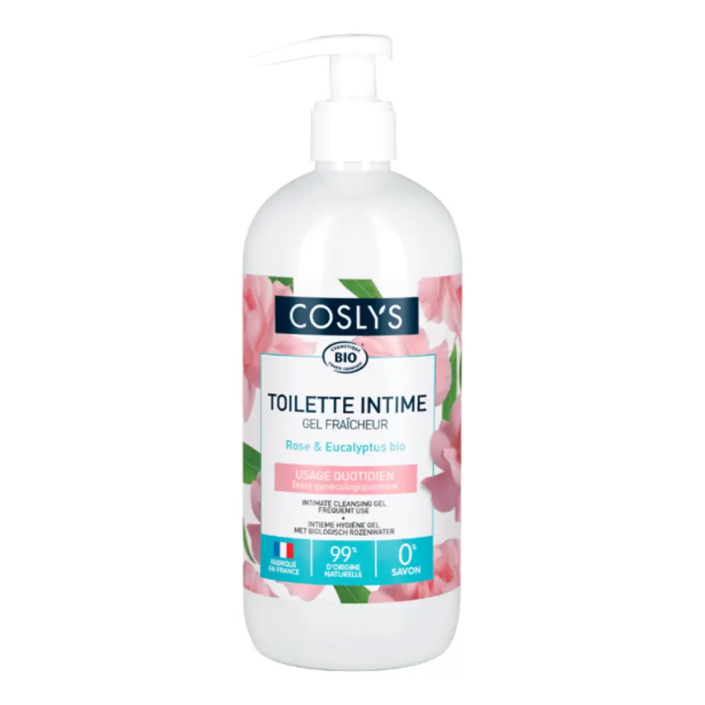 Dung Dịch Vệ Sinh Phụ Nữ Hương Hoa Hồng Hữu Cơ, Intimate Cleansing Gel Frequent Use, Rose & Eucalyptus Bio, 16.9 fl oz (500ml) - COSLYS