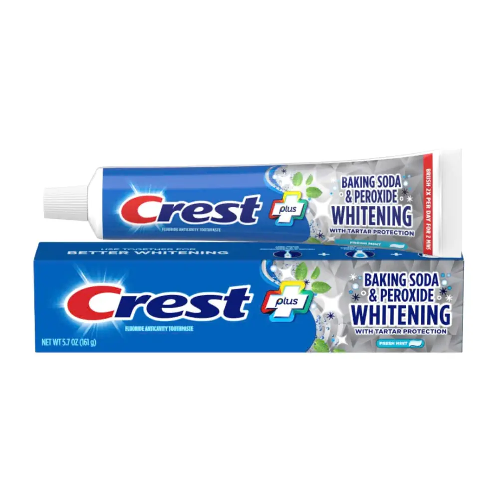 Kem Đánh Răng Trắng Sáng & Ngăn Ngừa Vôi Răng, Plus, Baking Soda & Peroxide Whitening with Tartar Protection, Fresh Mint, 5.7 oz (161g) - CREST