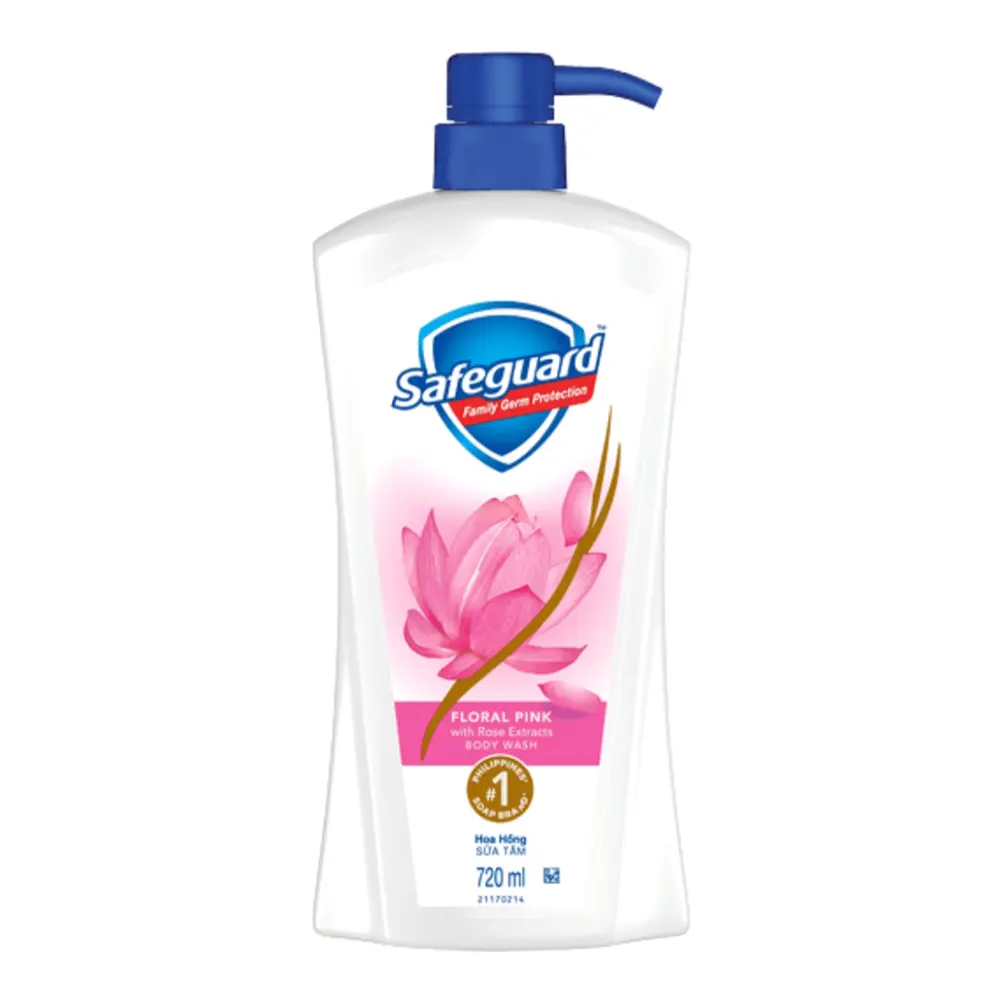 Sữa Tắm Hoa Hồng, 2 in 1 Body Wash, Floral Pink with Rose Extracts (720ml) - SAFEGUARD