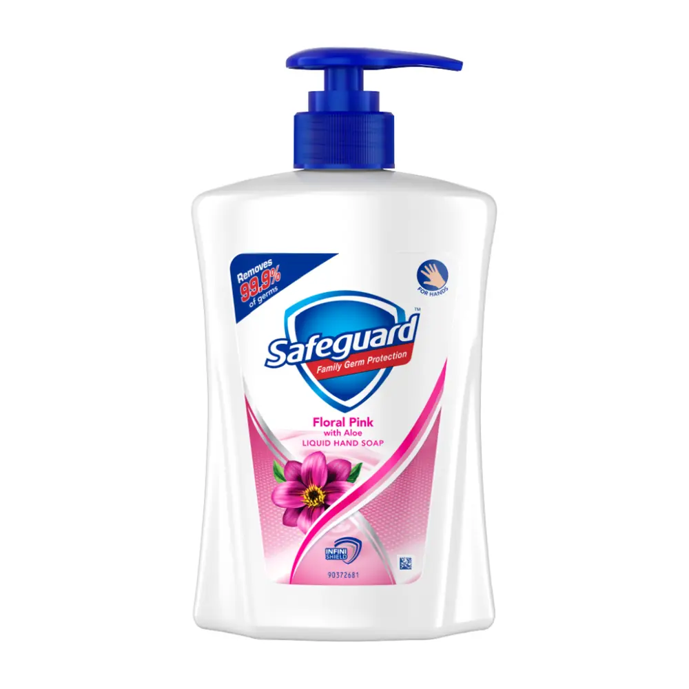 Nước Rửa Tay Hồng Hoa & Lô Hội, Germ Protection Hand Wash, Floral Pink with Aloe Liquid Hand Soap (450ml) - SAFEGUARD