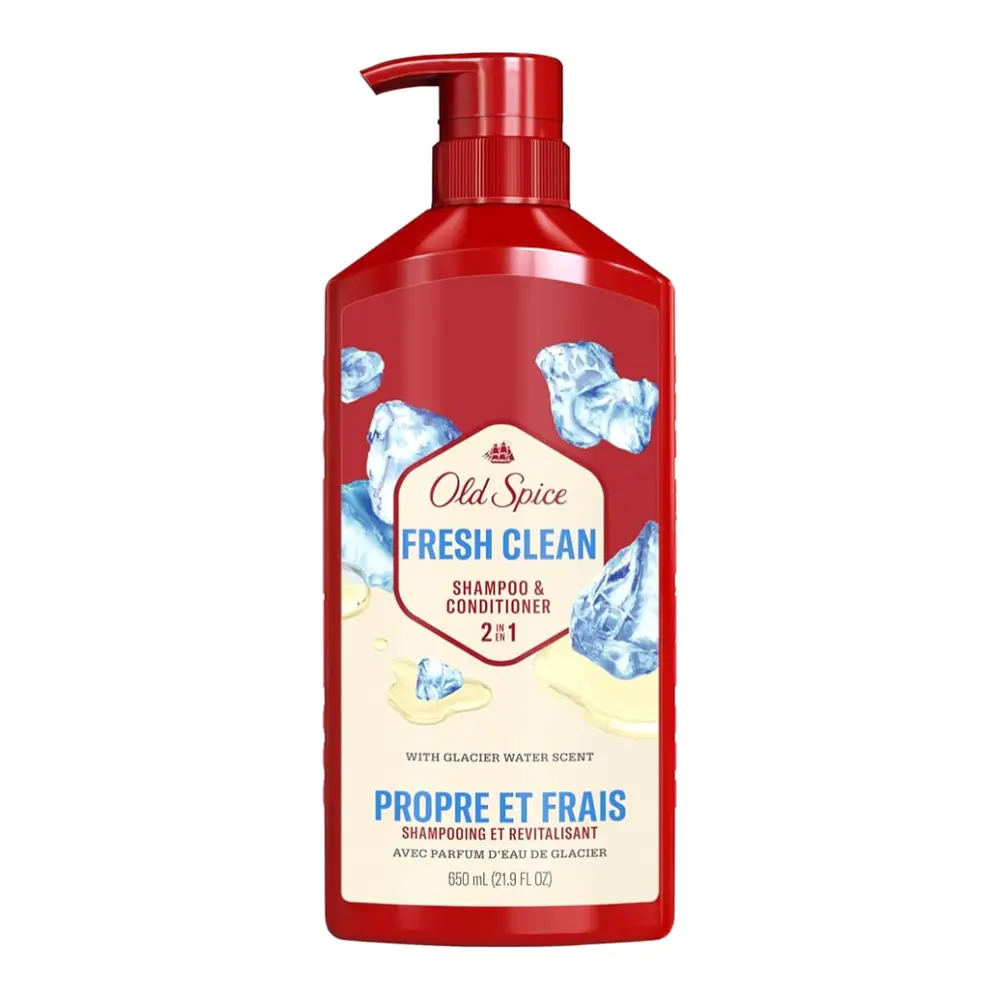 Dầu Gội & Xả Tươi Mát Cho Tóc Bồng, 2 in 1 Shampoo & Conditioner, Fresh Clean, 21.9 fl oz (650ml) - OLD SPICE