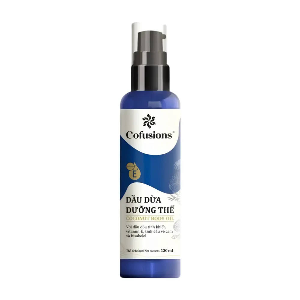 Dầu Dừa Dưỡng Thể, Cofusions, Coconut Body Oil with Vitamin E (130ml) - VIETCOCO