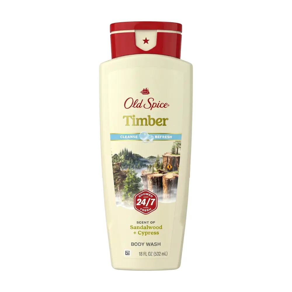 Sữa Tắm Nước Hoa Timber Nồng Ấm, Timber Body Wash, Scent of Sandalwood & Cypress, 18 fl oz (532ml) - OLD SPICE