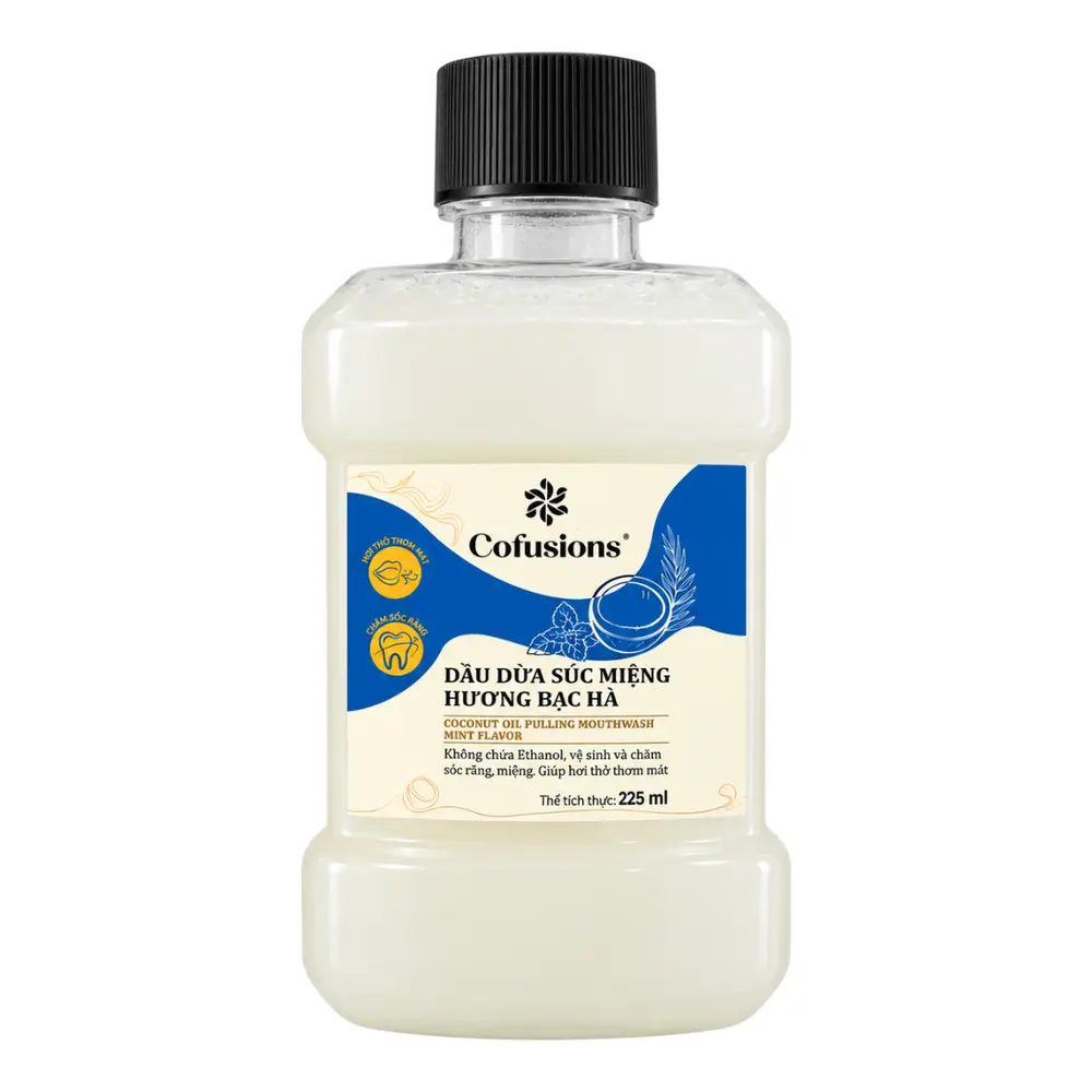 Dầu Dừa Súc Miệng Hương Bạc Hà, Coconut Oil Pulling Mouthwash Mint Flavor (225ml) - COFUSIONS