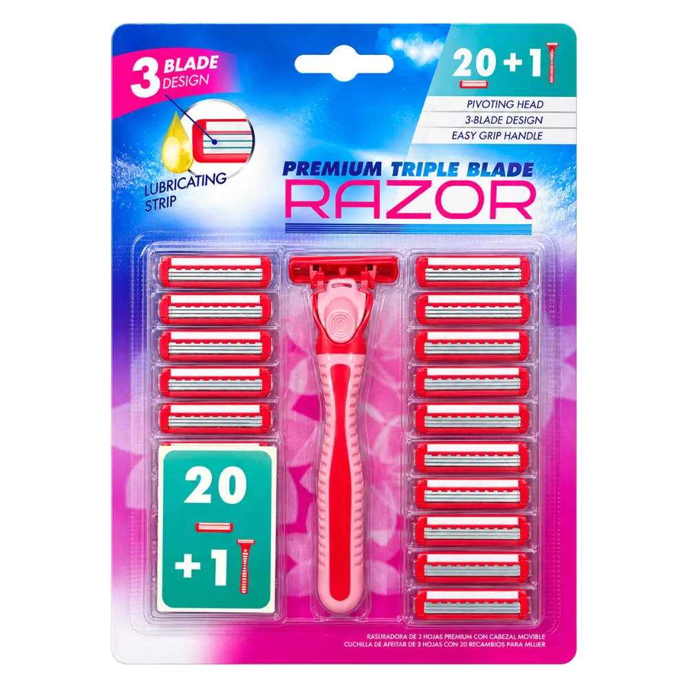 Dao Cạo Cho Nữ 3 Lưỡi, Premium Triple Blade Razor for Women, 20 Đầu Dao & 1 Cán - UNCLE BILLS