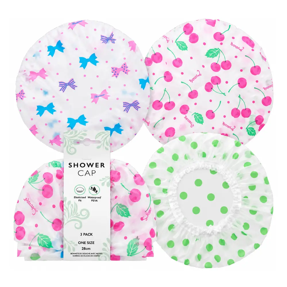 Mũ Trùm Tóc In Hình, Printed Shower Caps, 3 Cái (28cm) - UNCLE BILLS