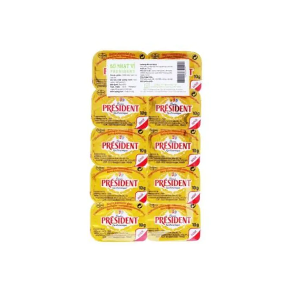 Bơ Lạt Dạng Vỉ Mini, Beurre Gastronomique, Doux Unsalted Butter, 10 Vỉ (80g) - PRESIDENT