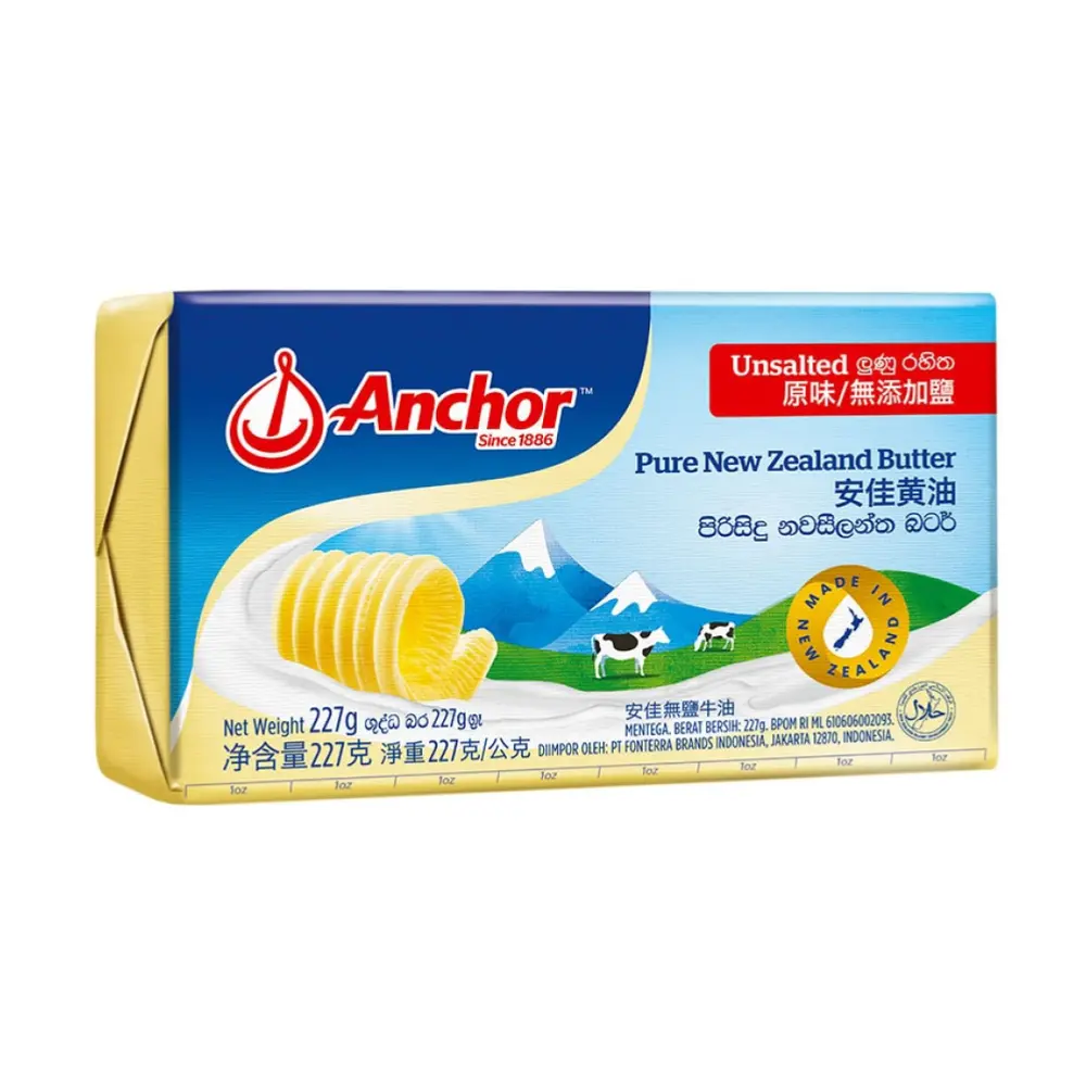 Bơ Lạt, Unsalted Pure New Zealand Butter (227g) - ANCHOR