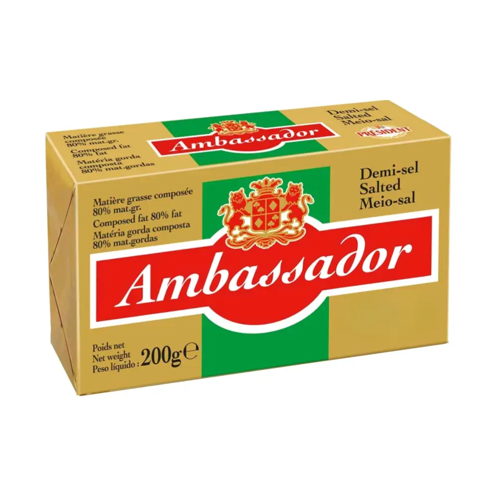 Bơ Mặn, Ambassador, Demi-Sel Salted Butter, 80% Fat (200g) - PRESIDENT