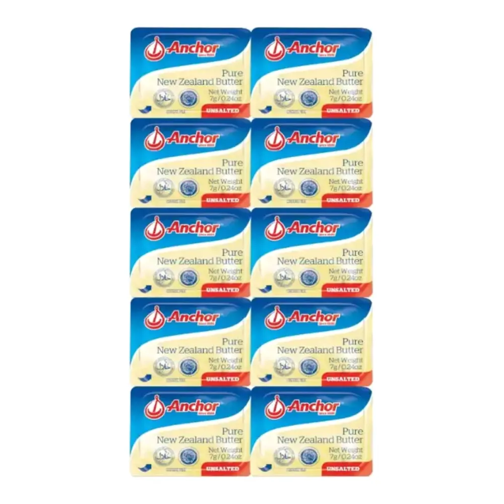 Bơ Lạt Dạng Vỉ Mini, Pure New Zealand Butter, Unsalted, 10 Vỉ (70g) - ANCHOR