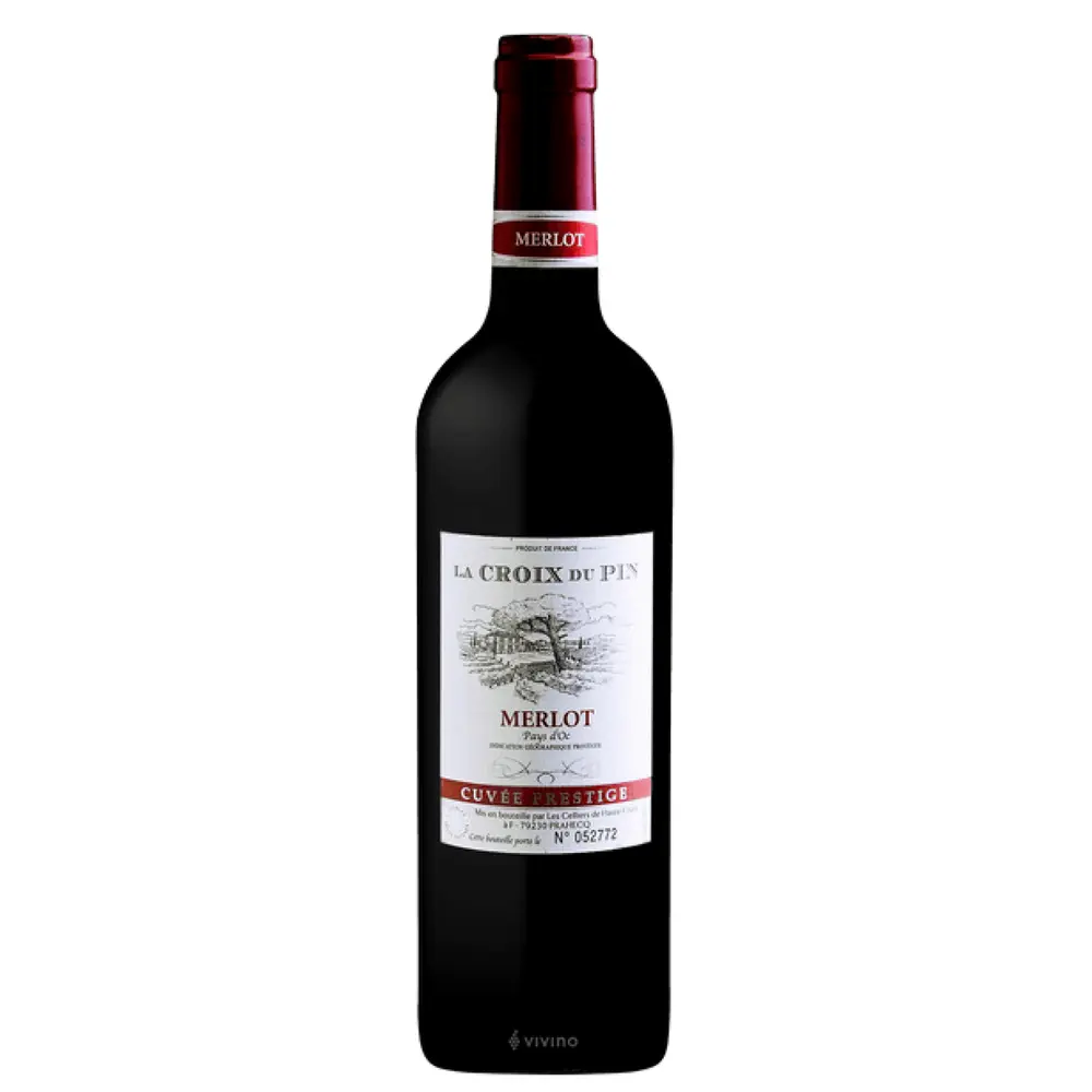 Rượu Vang Đỏ, Merlot Pays d`Oc 2020, Souple Fruité, 13% (75cl) - LA CROIX DU PIN