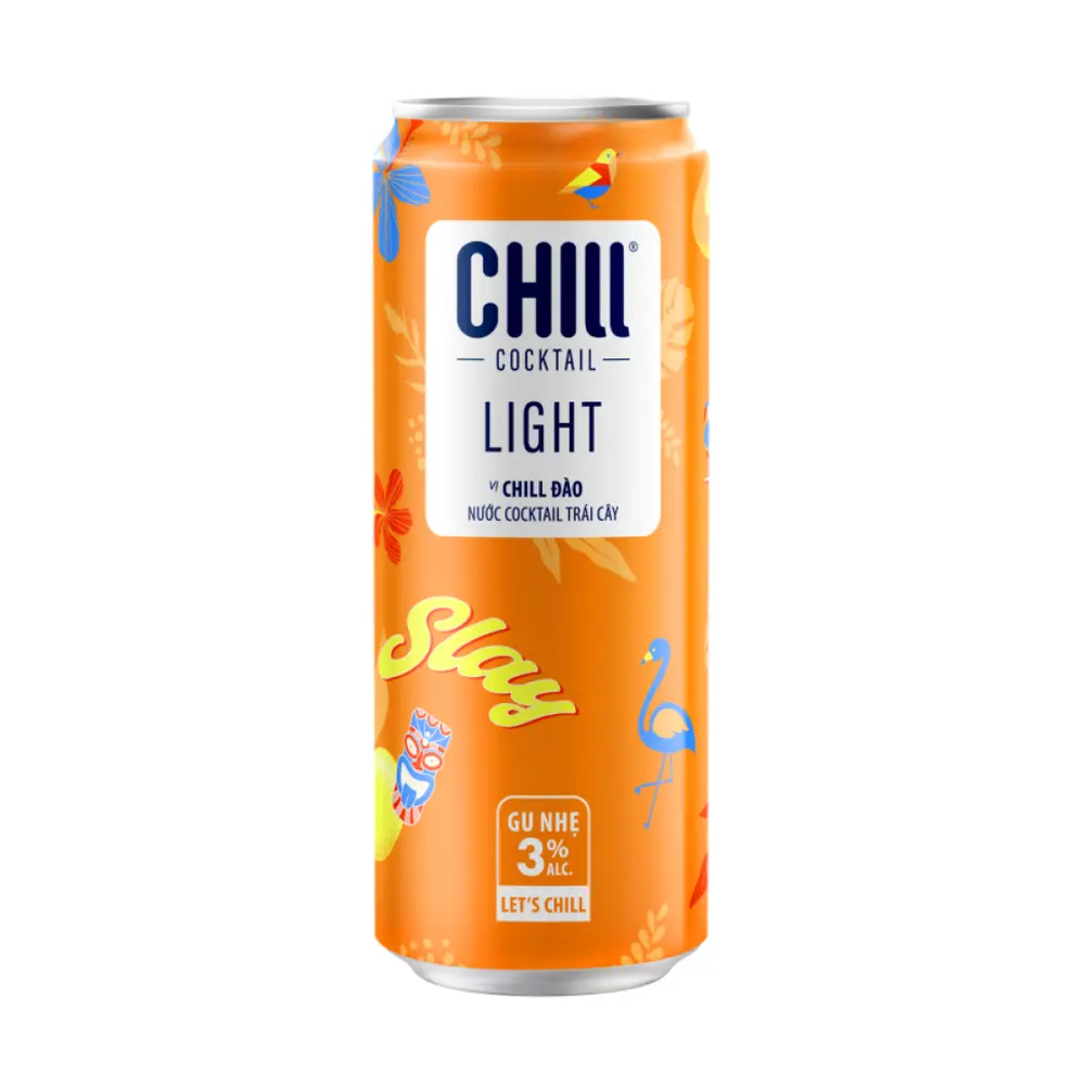 Nước Trái Cây Lên Men Vị Chill Đào, Light Peach & Vodka, 3% (330ml) - CHILL COCKTAIL