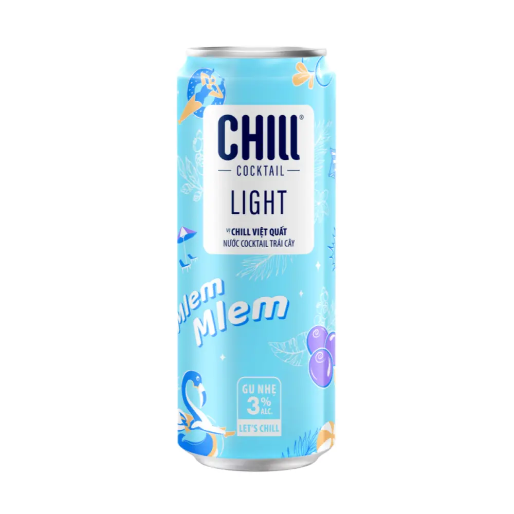 Nước Trái Cây Lên Men Vị Chill Việt Quất, Light Blueberry & Vodka, 3% (330ml) - CHILL COCKTAIL
