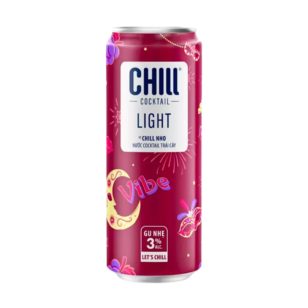Nước Trái Cây Lên Men Vị Chill Nho, Light Grape & Rum, 3% (330ml) - CHILL COCKTAIL