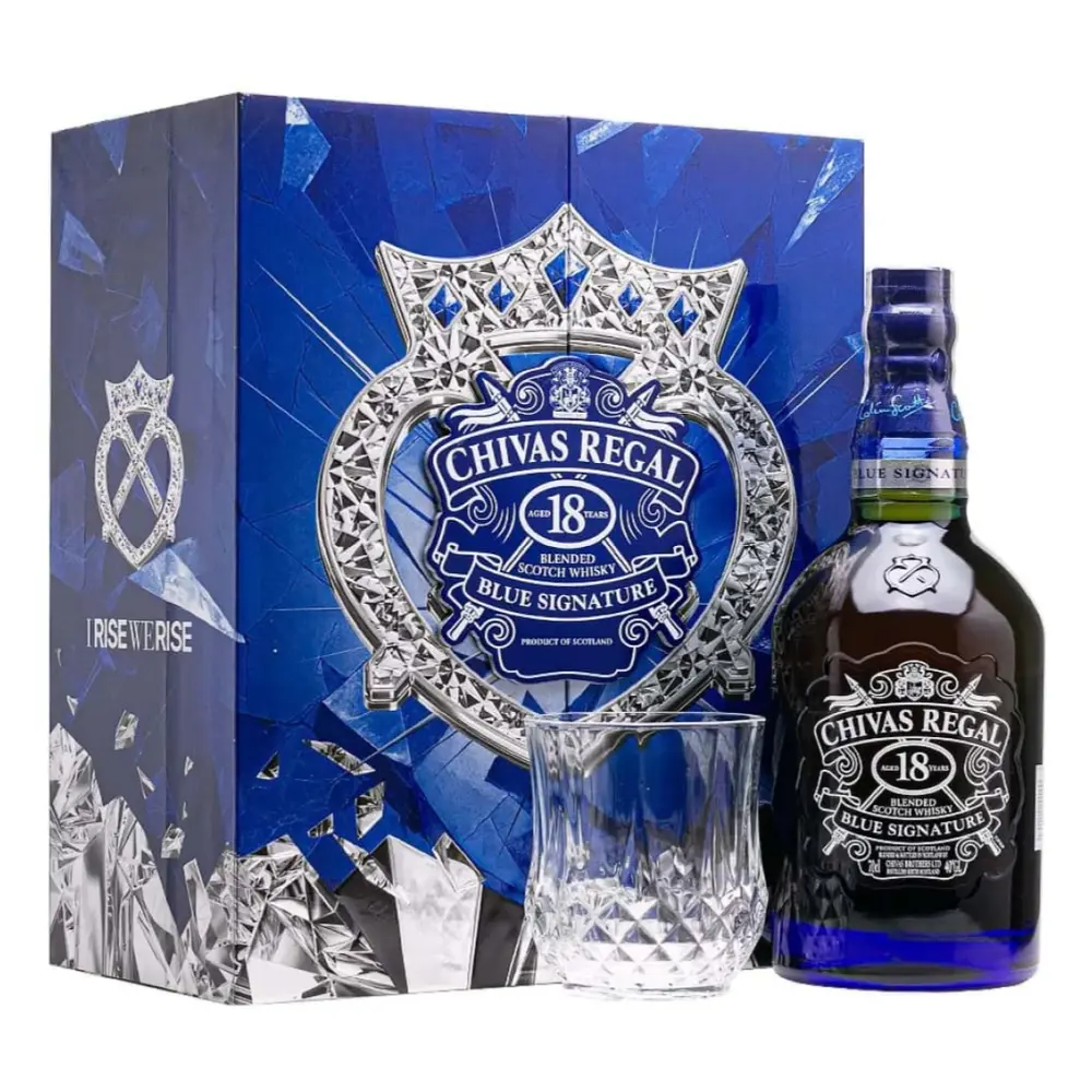 Set Quà Tặng Rượu Whisky, Chivas Regal Aged 18 Years, Blended Scotch Whisky, Blue Signature, 40% (70cl) - CHIVAS BROTHERS