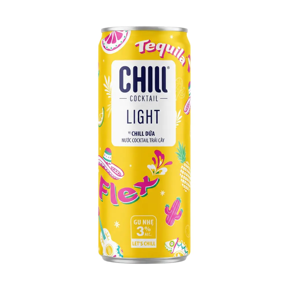 Nước Cocktail Trái Cây Vị Chill Dứa, Light Pineapple & Tequilla, 3% (320ml) - CHILL COCKTAIL