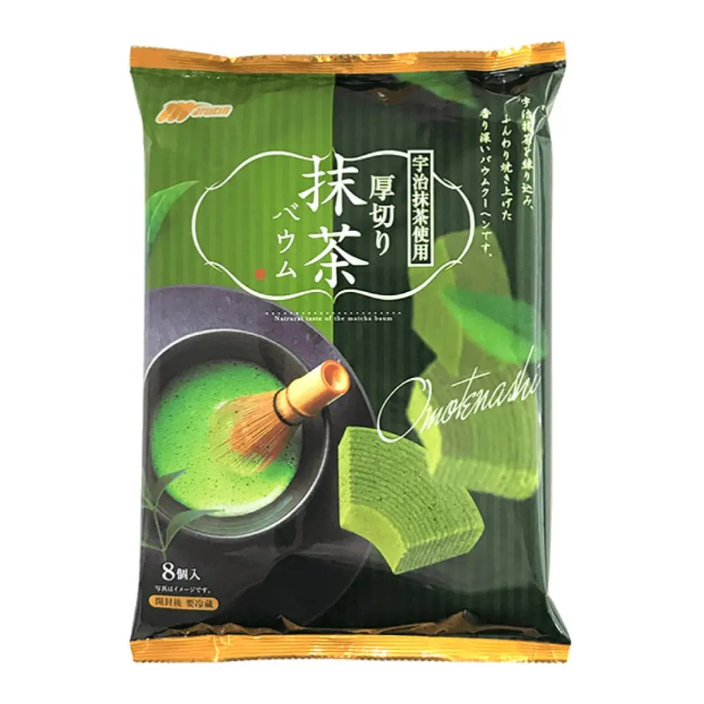 Bánh Bông Lan Cuộn Vị Trà Xanh, Matcha Baumkuchen, 8 Cái (200g) - MARUKIN
