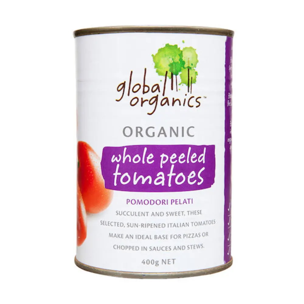 Cà Chua Nguyên Trái Lột Vỏ Hữu Cơ, Organic Whole Peeled Tomatoes (400g) - GLOBAL ORGANICS