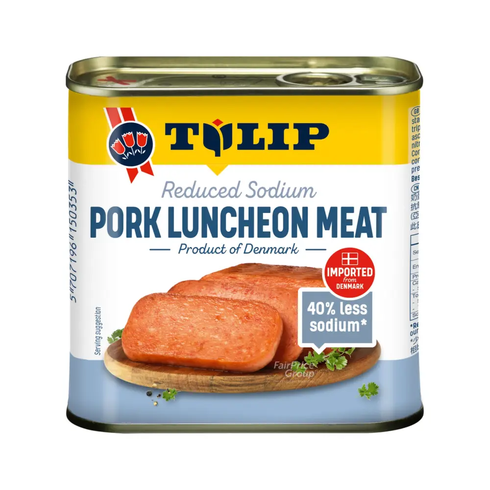 Thịt Heo Hộp Ít Muối, Premium Pork Luncheon Meat, 40% Less Sodium (340g) - TULIP