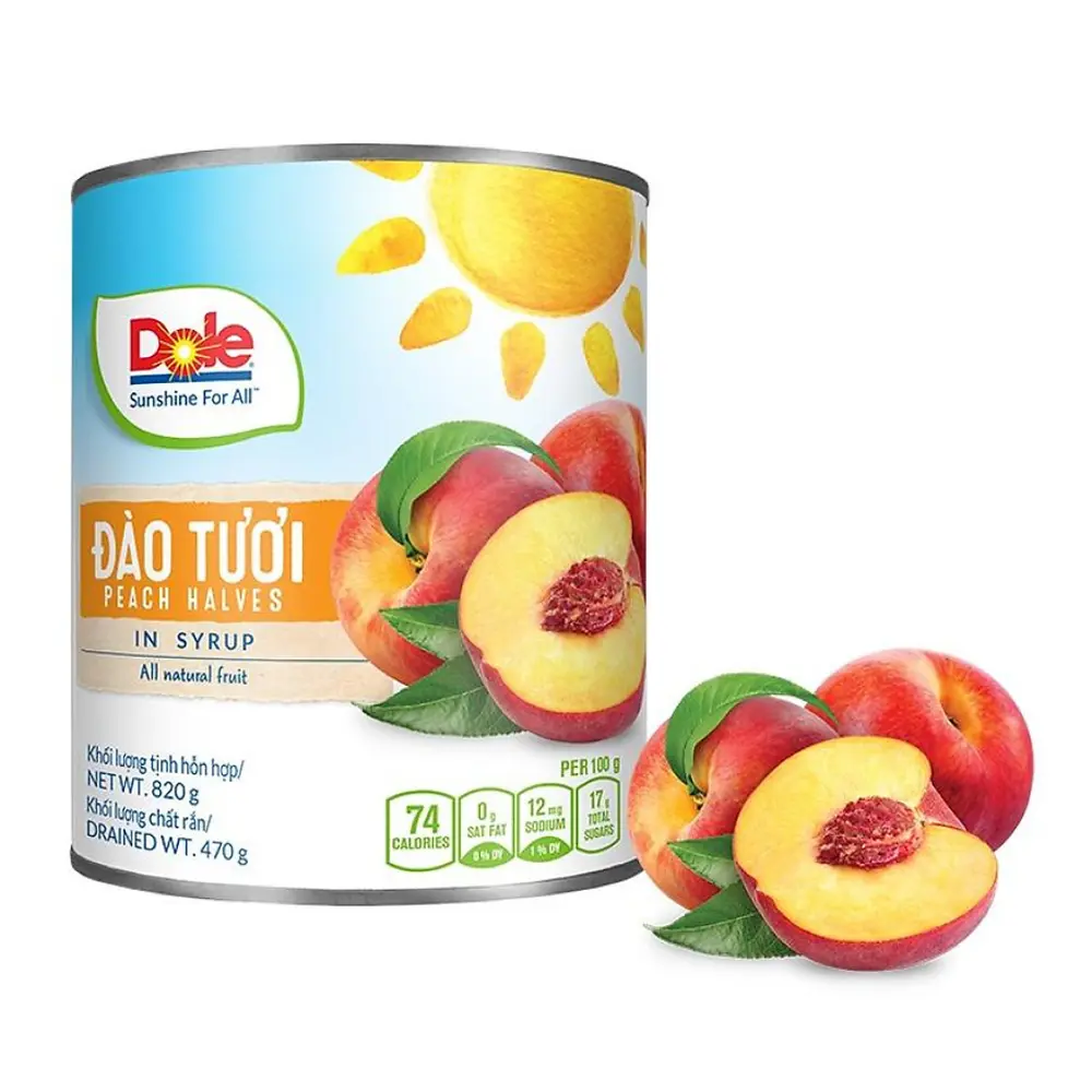 Đào Tươi Ngâm Siro, Peach Halves in Syrup (820g) - DOLE