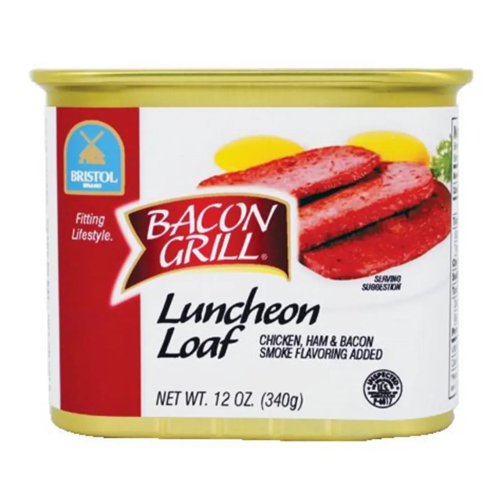 Giăm Bông Xông Khói, Bacon Grill, Luncheon Loaf, Chicken, Ham & Bacon Smoked Flavour, 12 oz (340g) - BRISTOL