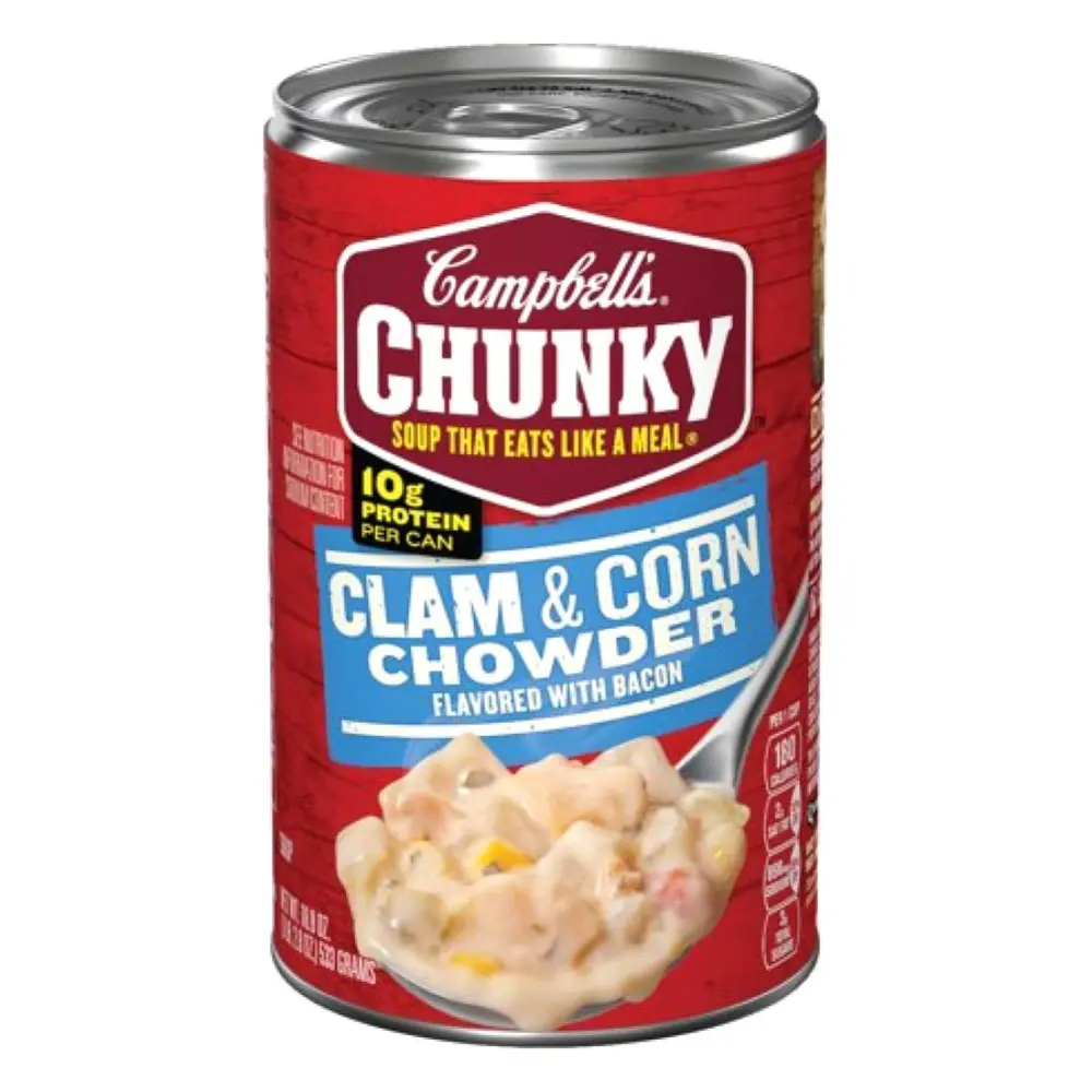 Súp Nghêu, Ngô & Thịt Xông Khói, Chunky Soup, Clam & Corn Chowder with Bacon, 18.8 oz (533g) - CAMPBELL'S