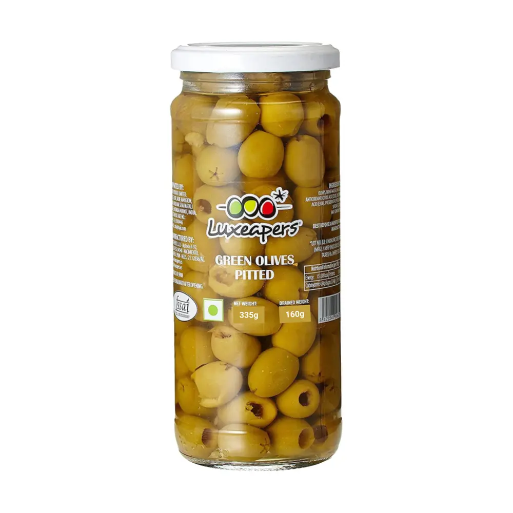 Oliu Xanh Không Hạt, Green Pitted Olives (335g) - LUXEAPERS