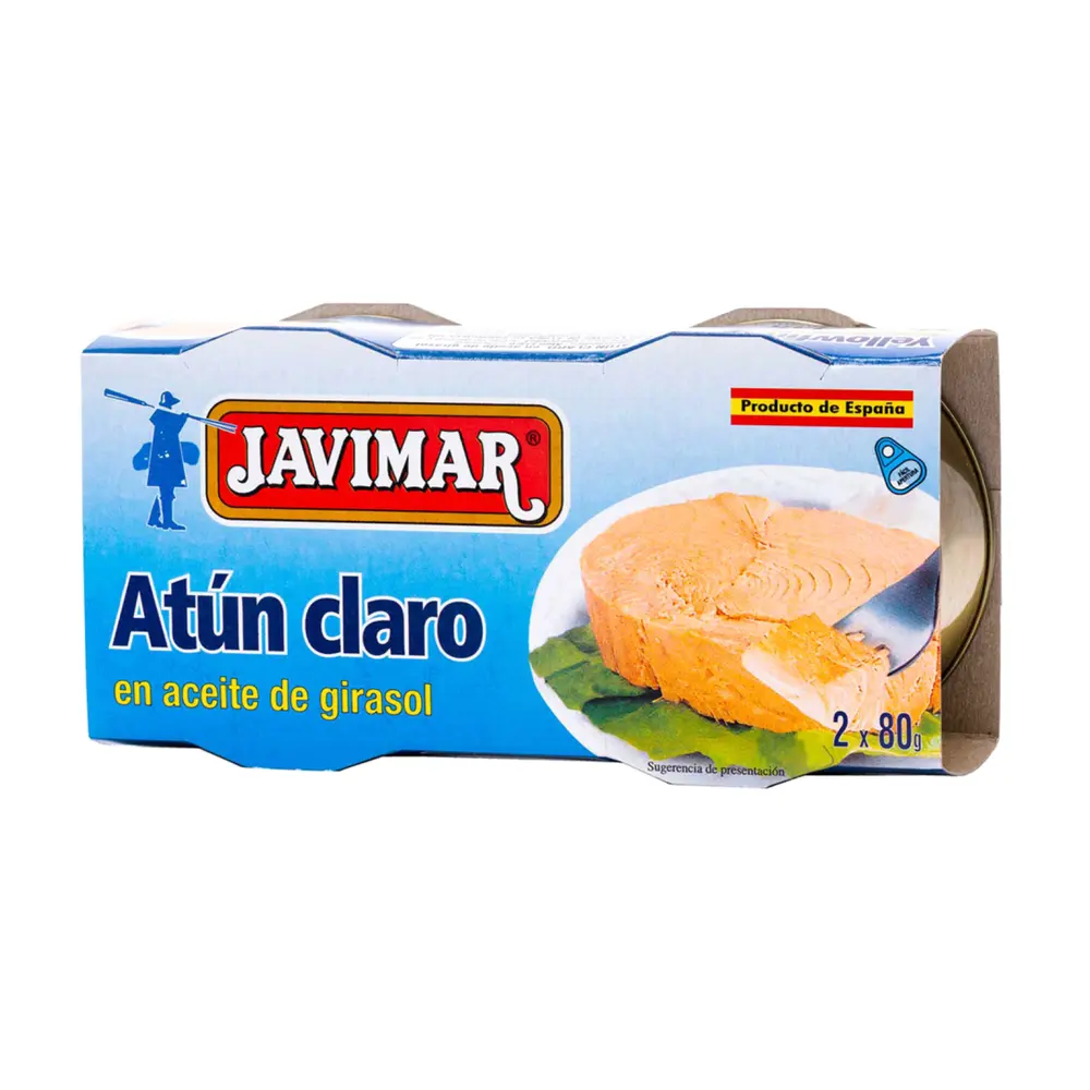 Cá Ngừ Vây Vàng Ngâm Dầu Hướng Dương, Yellowfin Tuna in Sunflower Oil, 2 Phần (160g) - JAVIMAR
