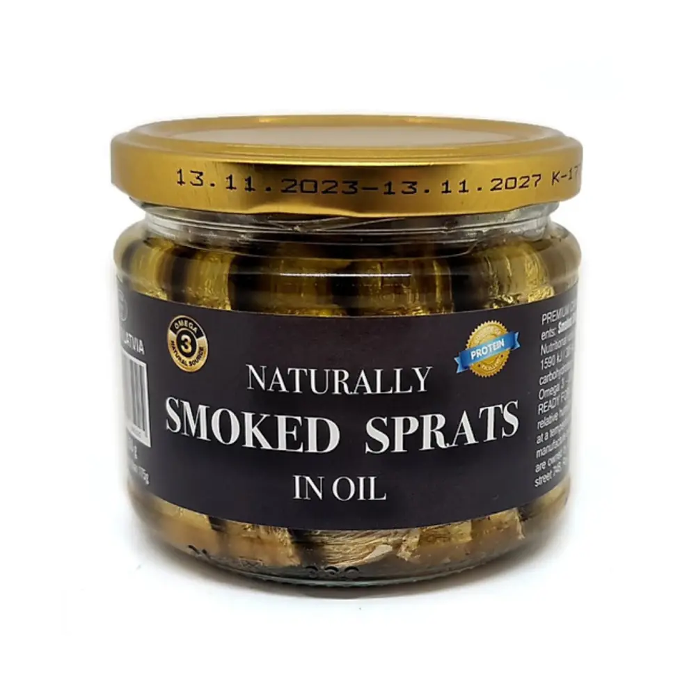 Cá Trích Hun Khói Ngâm Dầu, Naturally Smoked Sprats in Oil (250g) - VITAFISH