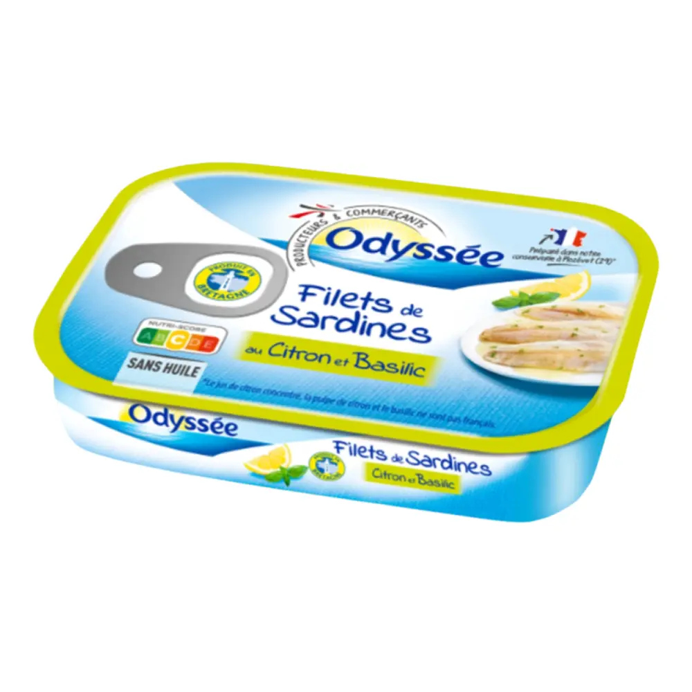 Cá Trích Phi Lê Vị Chanh & Húng Tây, Sardine Fillets with Lemon & Basil (100g) - ODYSSEE