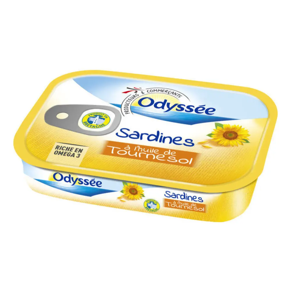 Cá Trích Ngâm Dầu Hướng Dương, Sardines in Sunflower Oil (135g) - ODYSSEE