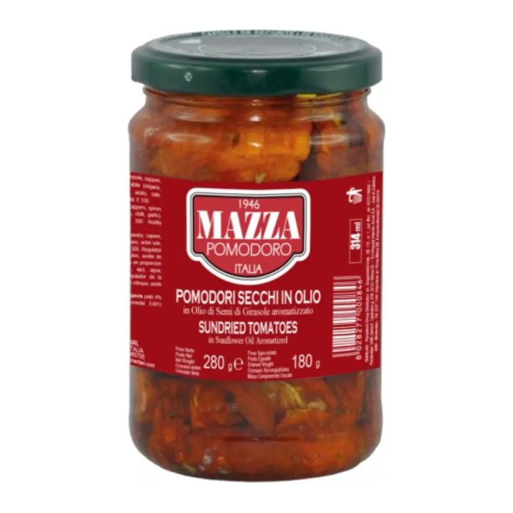 Cà Chua Phơi Nắng Ngâm Dầu Hướng Dương, Sundried Tomatoes in Sunflower Oil Aromatized (314ml) - MAZZA ALIMENTARI