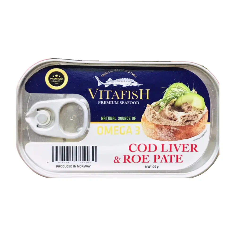 Pate Gan Cá Tuyết & Trứng Cá Tuyết, Premium Seafood, Cod Liver & Roe Pate (100g) - VITAFISH