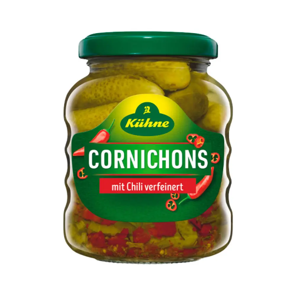 Dưa Chuột Ngâm Ớt, Cornichons with Chopped Chili (180g) - KUEHNE